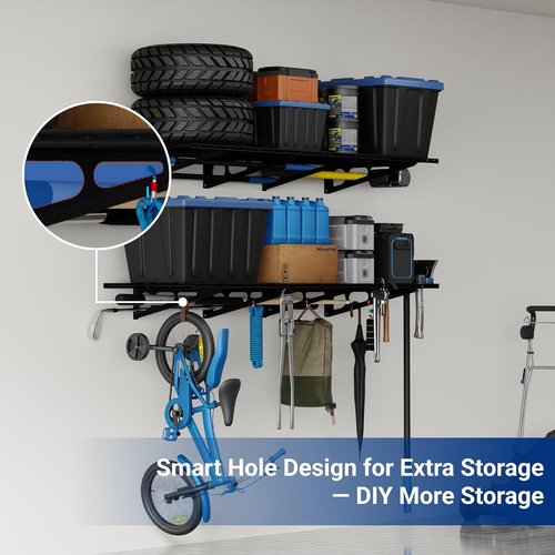 FLEXIMOUNTS Heavy-Duty Garage Shelving | 2-Pack 24" x 72" Wall-Mounted Storage Racks, 1400lbs Capacity, Black