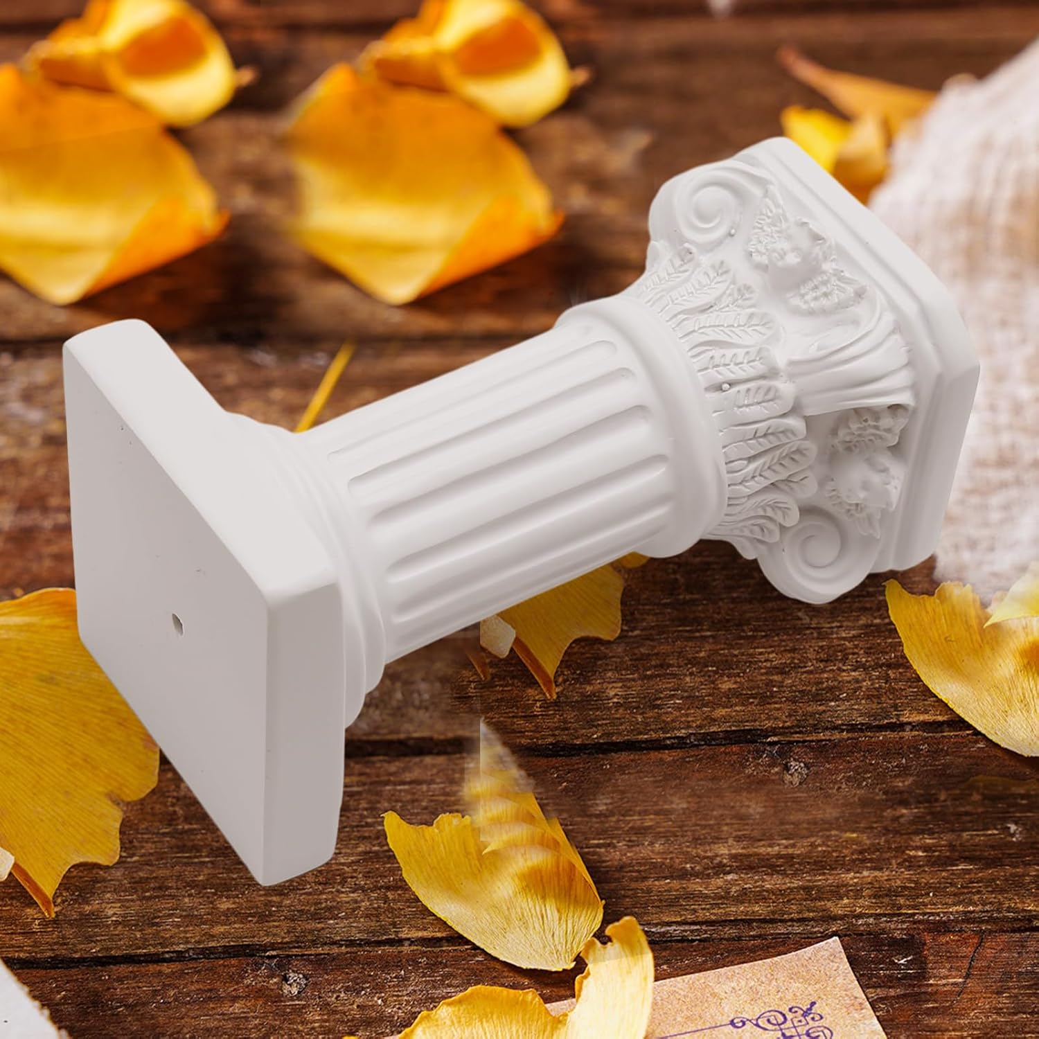 Saihisday White Roman Pillar Candle Holders - Mini Greek Columns for Wedding & Home Decor | 3.9" D x 7.5" H