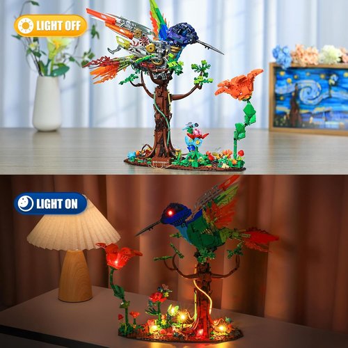 **JMBricklayer Hummingbird Building Set - LED Light Model Kit for Adults | Creative Home Décor Gift for Ages 14+**