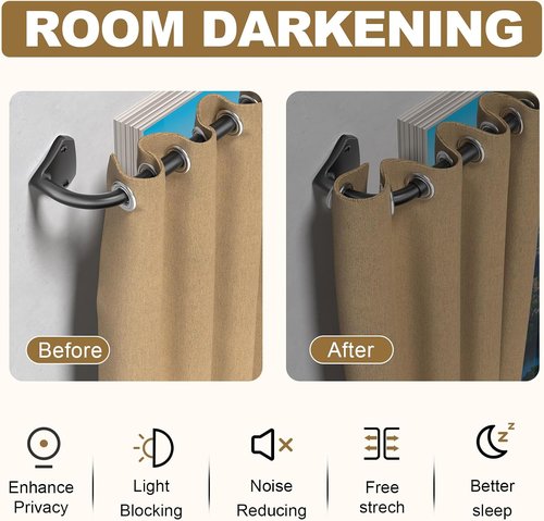 GXOACKJ Black Curtain Rods - Adjustable 28 to 60 Inch Wrap Around Design for Blackout Curtains