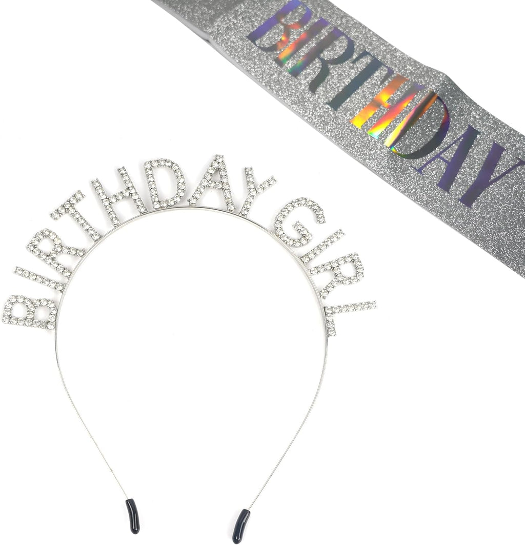 Birthday Girl Crown - Silver with Iridescent Streamers for a Magical Celebration