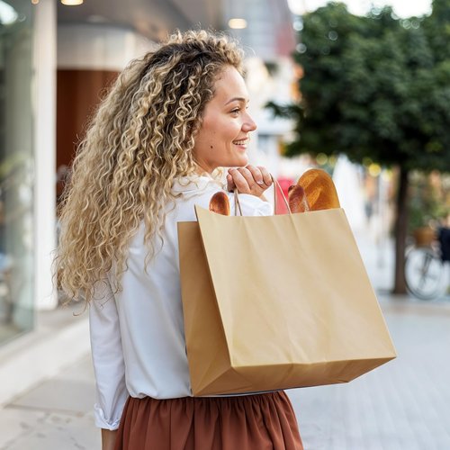 KALIONE Kraft Paper Bags, 25 Count 14" L x 10" W x 15.75" H Ultra Wide Large Paper Gift Bag with Handles, Large Brown Kraft Paper Bag for Takeouts, Shopping, Baby Shower, Food Packing, Gifts