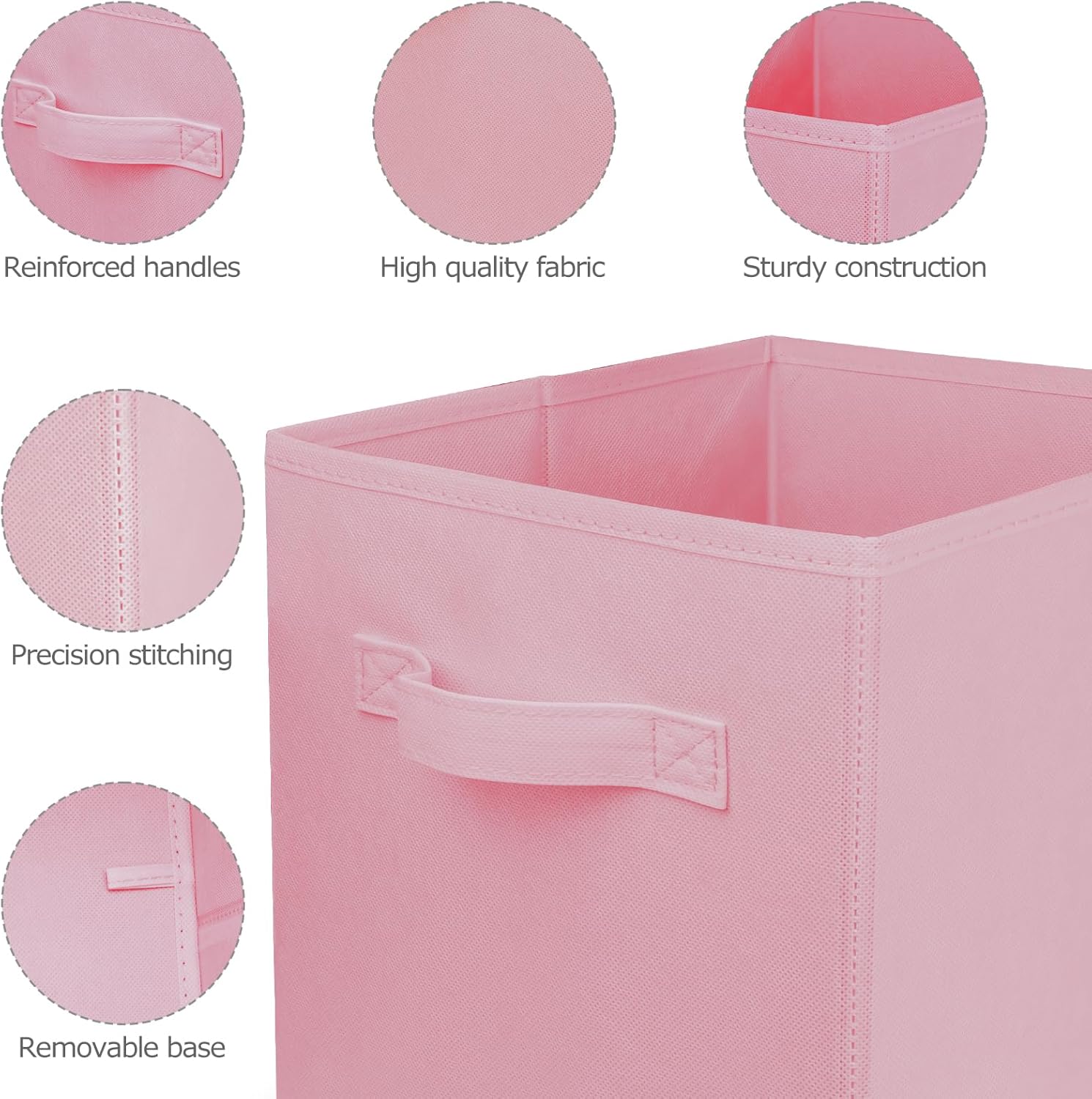 Skiennix Storage Cubes - 10.5 Inch Collapsible Fabric Bins for Organized Closets & Offices | Pink