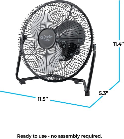 Comfort Zone 9-Inch High-Velocity Desk Fan - All-Metal 3-Speed Turbo Air Circulator | Quiet & Tilt Adjustable for Home & Office