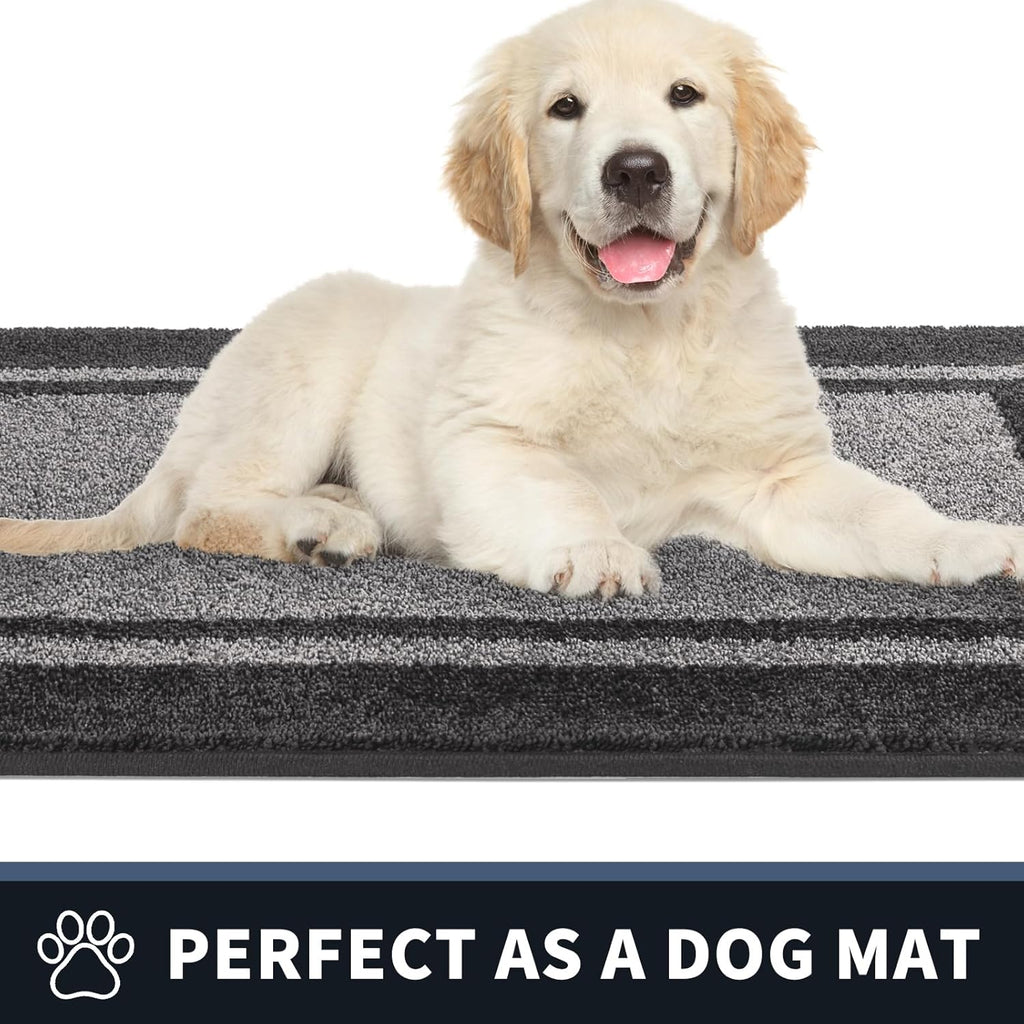 PURRUGS Dirt Trapping Door Mat - Non-Slip, Machine Washable, Super Absorbent | 20" x 32", Light Grey & Dark Grey