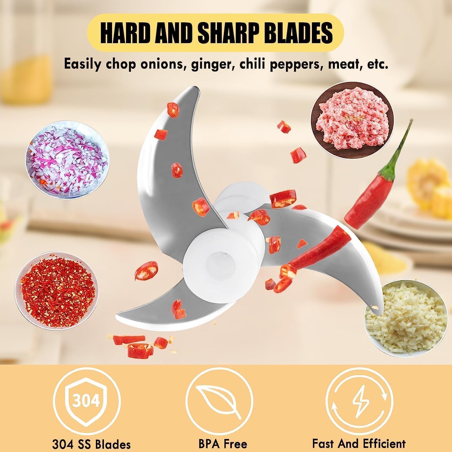 Cordless Hand Mixer, Electric Whisk, Hand Held Mini Mixers,Rechargeable Hand Mixer and Whisker,Food Chopper,Food Processor for Cooking, 4-Speed,10Oz