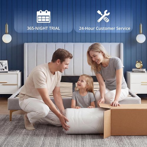 Juego 12 Inch Queen Mattress - Hybrid Design with Medium Firm Memory Foam & Pocket Springs for Pressure Relief