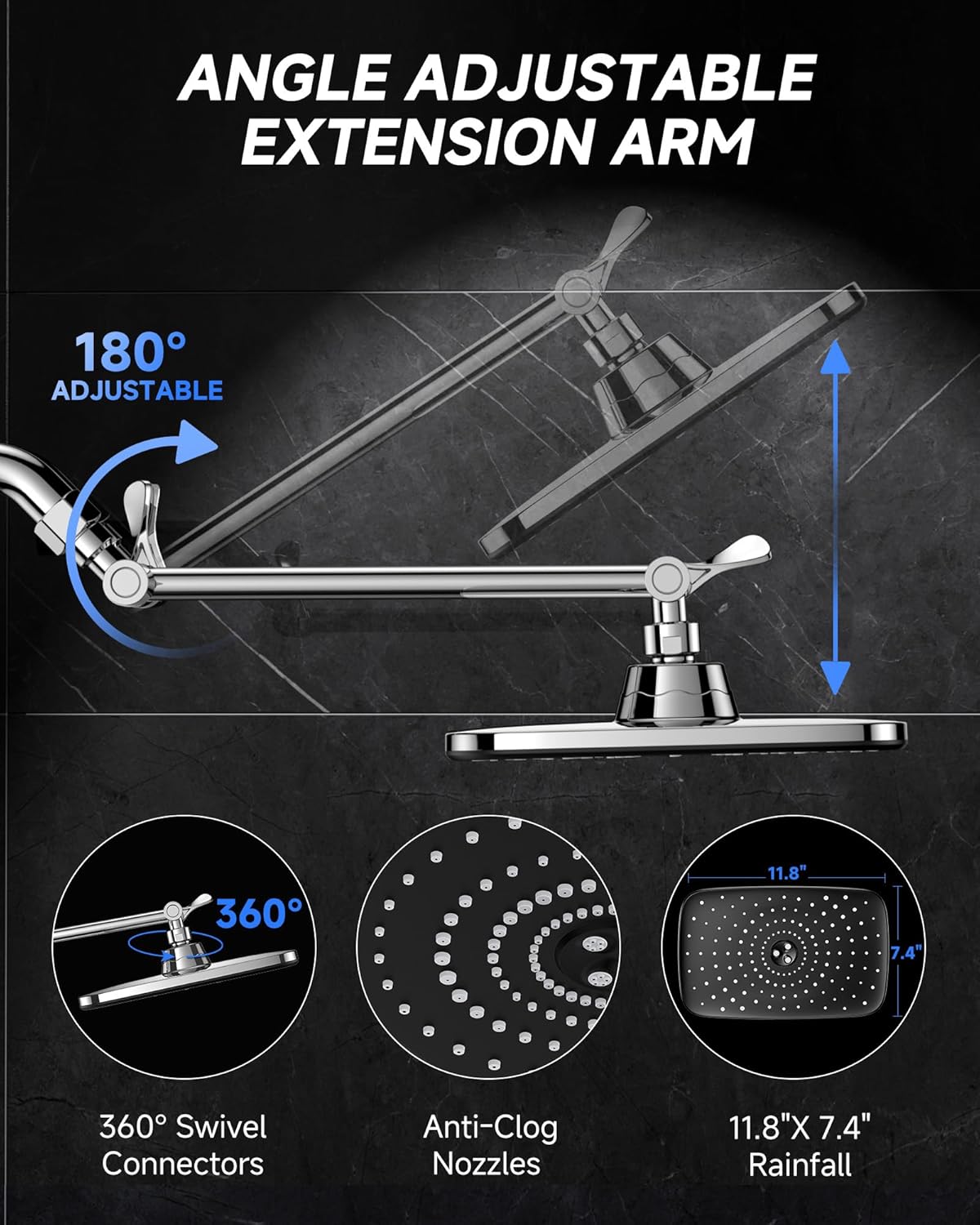 Veken Shower Head - High-Pressure Water Flow & Stylish Shower Caddy | Modern Bathroom Accessory