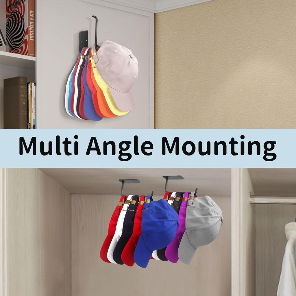 Stainless Steel Hat Racks by [Brand Name] - 2 Pack Adhesive Hooks for Baseball Caps | Holds Over 20 Hats