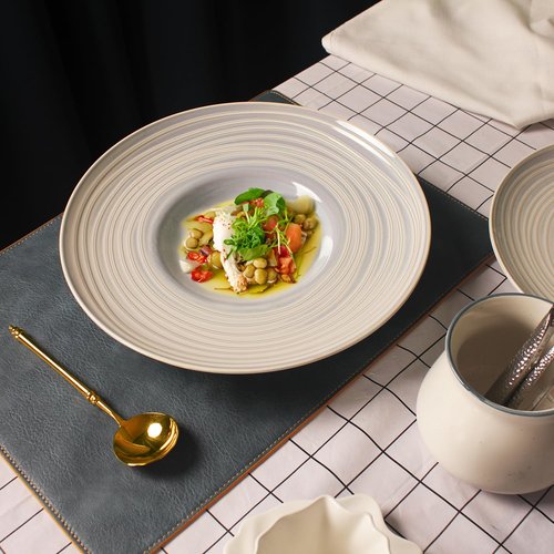 Creativity Home 10 oz Soup Bowls soup Plate Pasta Bowl Set of 2 Shallow Bowl Plates,Porcelain Rimmed Bowls with Rim, Microwave ovens and refrigerators safe 12 Inch