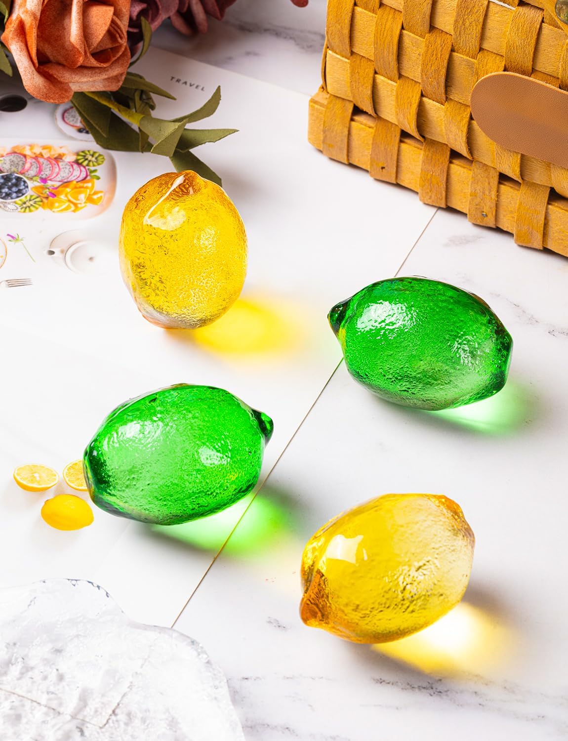 Skiennix Glass Lemon Figurines - Charming 2-Inch Collectibles for Home or Office Decor