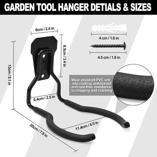 Garden Power Tool Hanger - 4Pcs Steel Wall Mount Trimmer Holder | Garage Storage Hook for Lawn Equipment