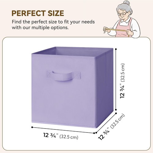 Granny Says Cube Storage Bins - 13 Inch Fabric Organizers in Purple Gradient | 6-Pack for Shelves & Closets