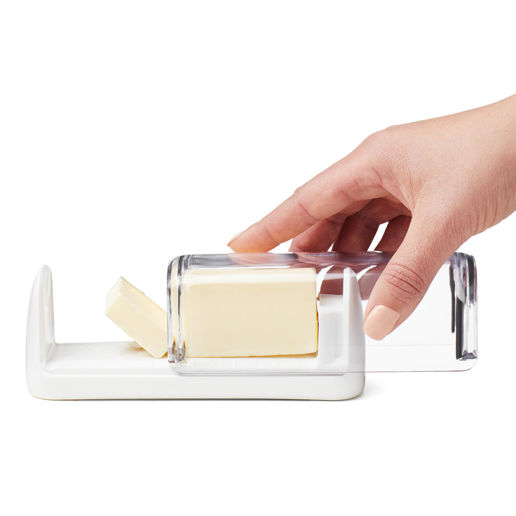 Chef’n Slice'n Store Butter Dish with Built-In Slicer Lid – Fits Long & Short Sticks, Measurement Marks Included – Keeps Butter Fresh & Ready to Slice