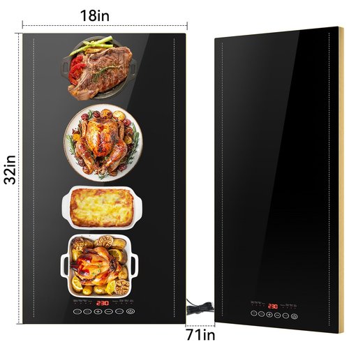 Electric Warming Tray for Buffet, Heats to 100°C in 8s, 11 Temp Settings 40–140°C, Touch Control, 24H Timer, Thermostat and Full Surface Heating, Food Warmer for Parties & Home (Extra Long 32"x18")