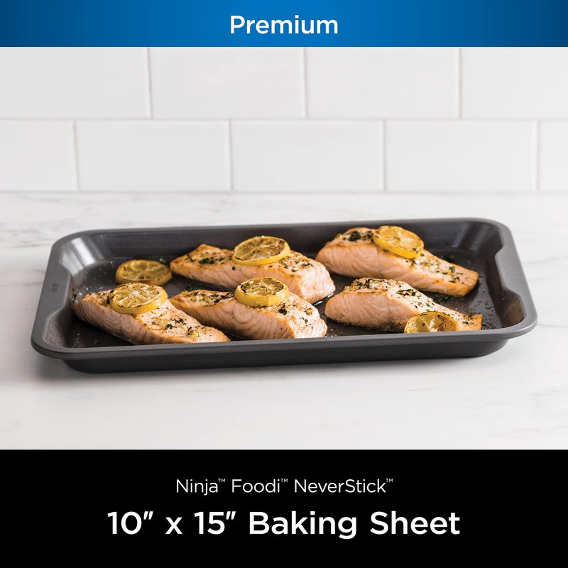 Ninja B30015 Foodi NeverStick Premium 10 inch x 15 inch Baking Sheet, Nonstick, Oven Safe up to 500⁰F, Dishwasher Safe, Grey