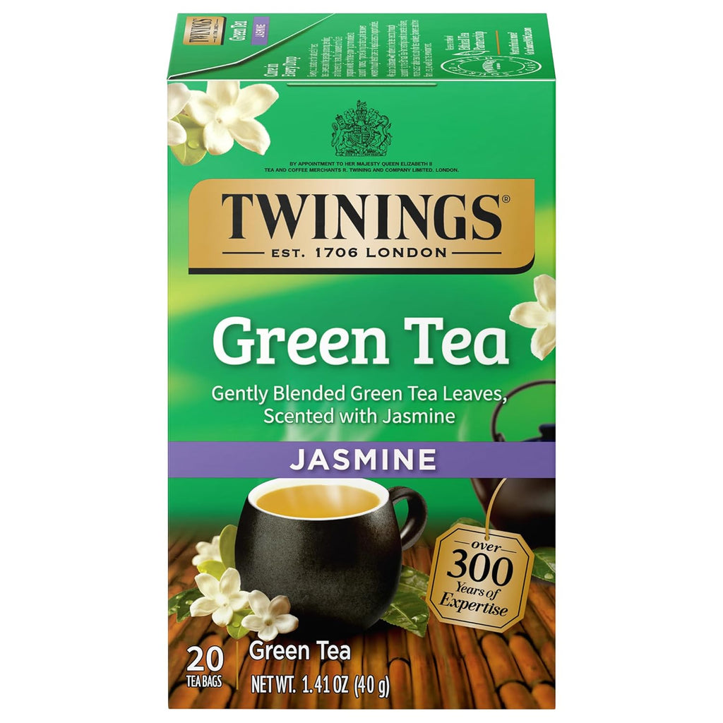 Twinings Green Tea - Jasmine Flavor, Individually Wrapped Bags, 20 Count | Fragrant & Caffeinated
