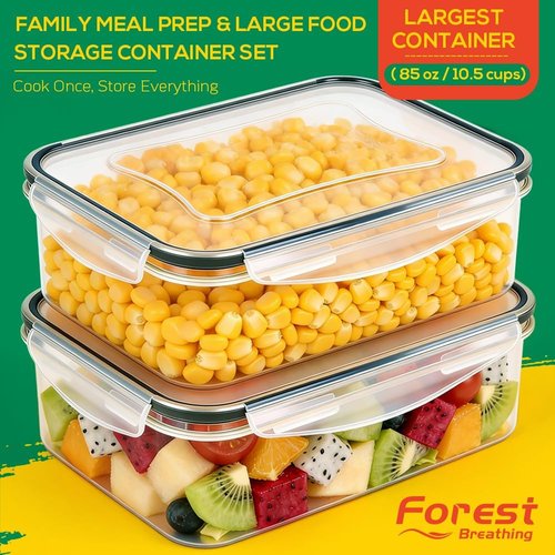 Large Food Storage Containers by [Brand Name] - BPA-Free, Airtight & Leakproof | 6 Pack, Various Sizes (85oz/50oz/34oz)