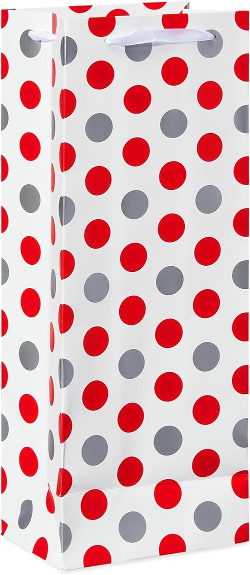 American Greetings Wine Gift Bags - Multi-Design Set in Red, White & Silver (5 Count)