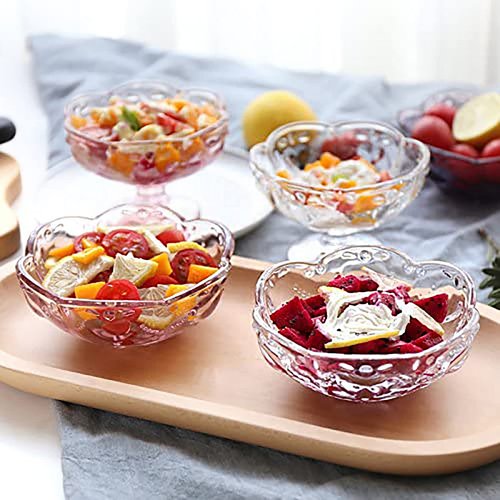 CHOOLD Vintage Romantic Glass Sakura Heart Embossed Dessert Bowl - 8oz