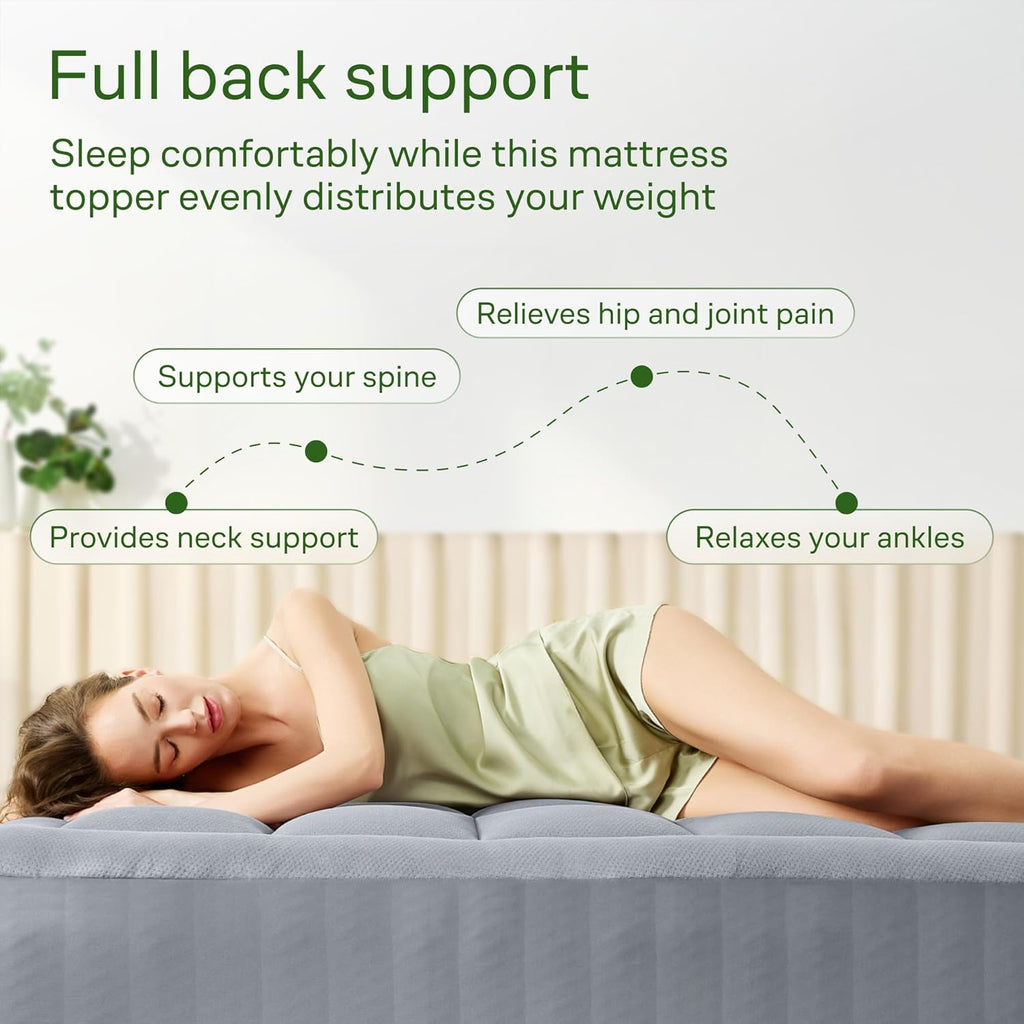 Niagara Ultra Soft King Size Mattress Topper - Bamboo Viscose Pillow Top for Back Support | Naturally Cooling, Gray