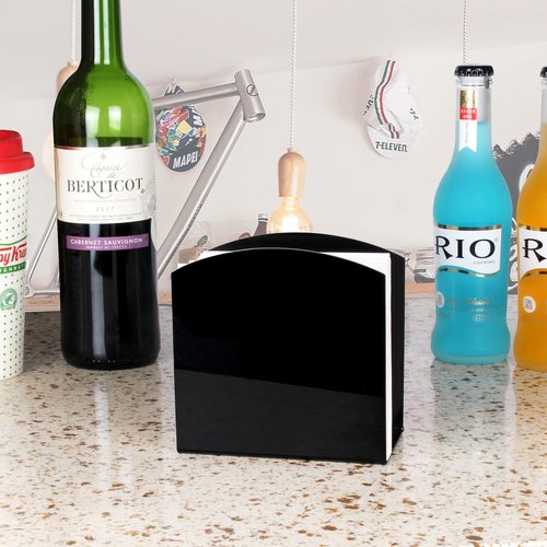 Yes!Fresh Napkin Holder Simplicity Black 2 Pack Set,Mess-Free Space Saver Upright Windproof Napkin Holders for Kitchen,Home Décor Acrylic Tissue Dispenser for Dinner Kitchen (Black 2Pack)