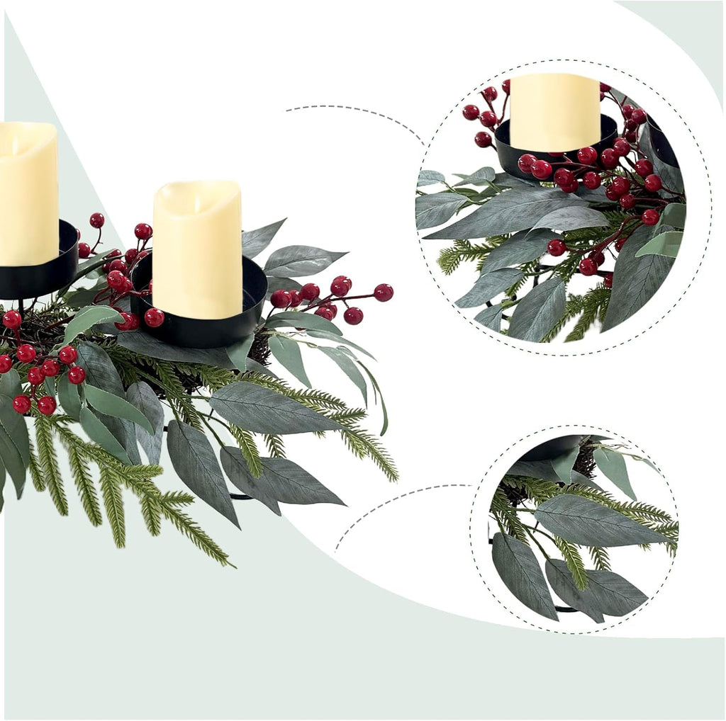 Regine Switzerland 22-Inch Christmas Candle Holder - 3-Tray Centerpiece for Holiday Table Decor