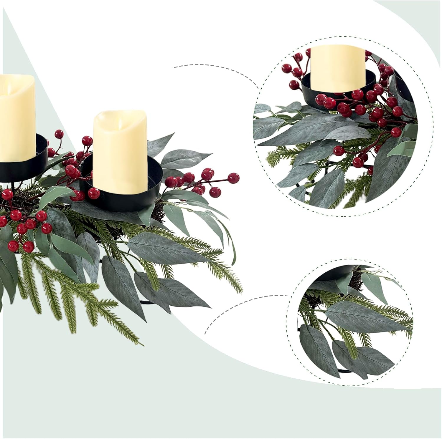 Regine Switzerland 22-Inch Christmas Candle Holder - 3-Tray Centerpiece for Holiday Table Decor