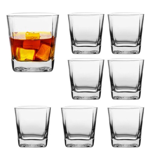 Maredash Drinking Glasses Set of 8, Glassware Set Includes 8 Rocks Glasses Heavy Base Glass Cups for Water, Juice, Beer, Wine, and Cocktails