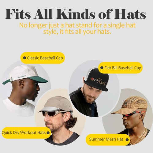 Hat Organizer - Skiennix Adhesive Wall Rack for Baseball Caps | Stylish Black Design