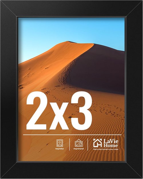 LaVie Home 2x3 Picture Frame - Classic Black Design with HD Plexiglas | Perfect for 2x3 Photos