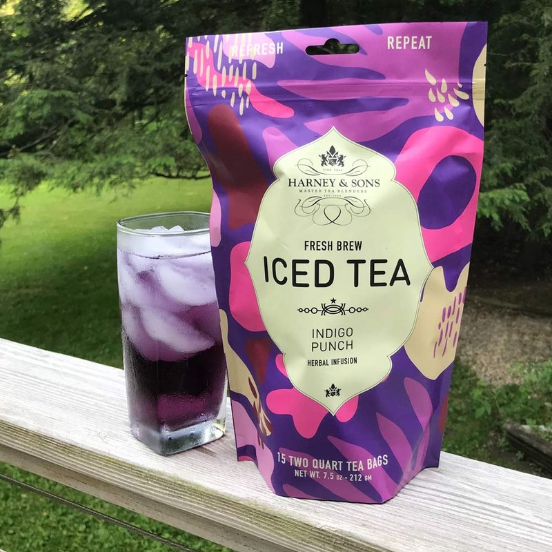 Harney & Sons Indigo Punch Herbal Iced Tea Pouches, Butterfly Pea Flower Tea, 15 Count (Pack of 1)