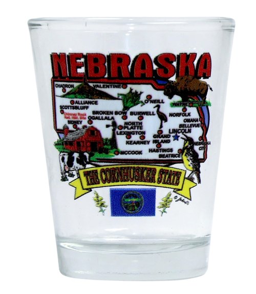 World By Shotglass Nebraska State Elements Map Shot Glass