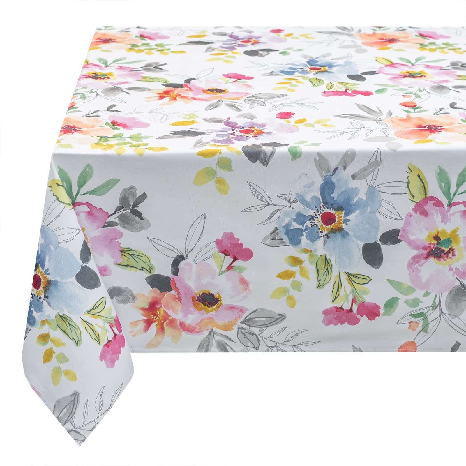 Benson Mills Spillproof Spring/Summer Durable Heavyweight Fabric Indoor Outdoor Tablecloth, Washable Table Cloth for Rectangle Tables, Picnic/Patio Table Covers (60" x 104" Rectangular, Harper)
