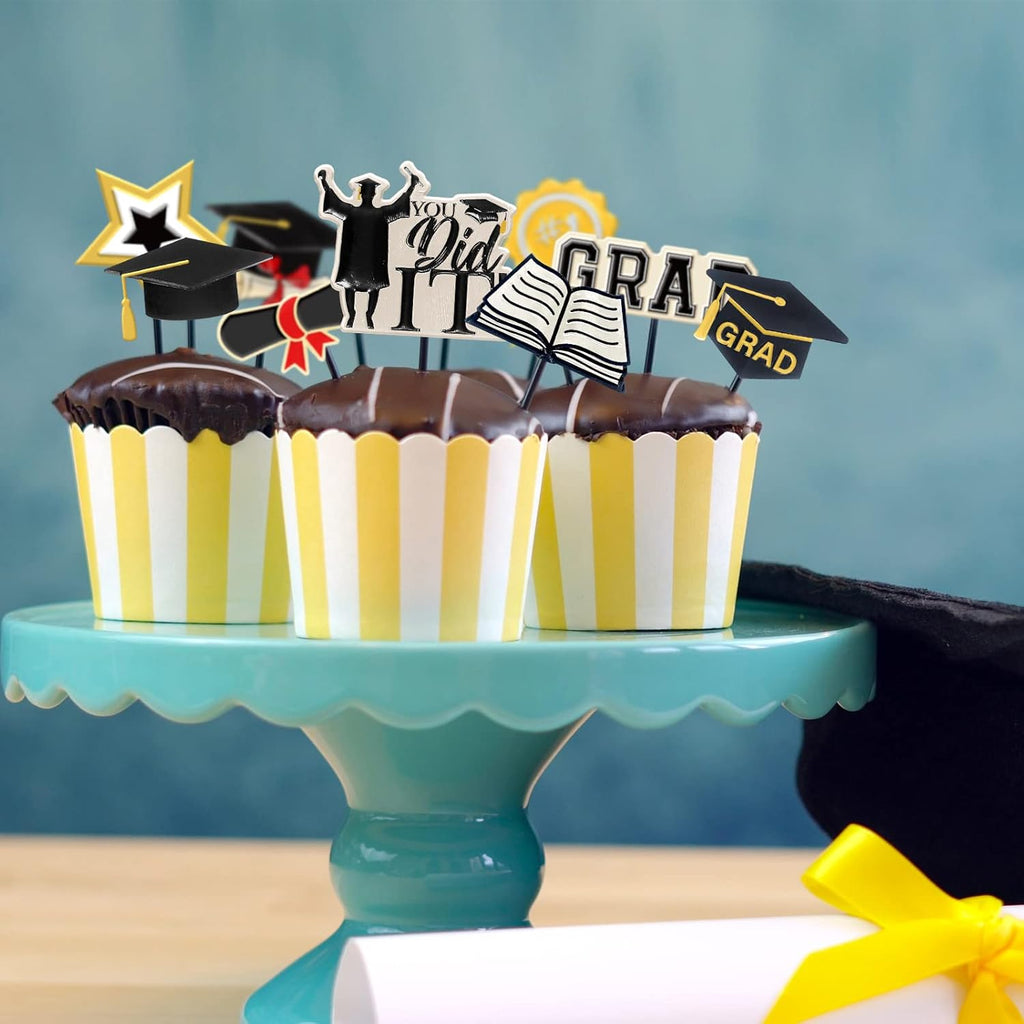 Whaline 2Pcs Graduation Fondant Molds - 3D Silicone Caps & Scrolls for 2026 Party Baking