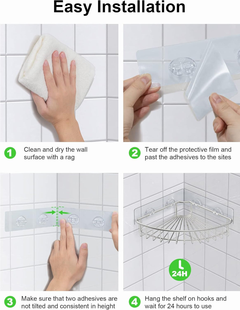 SMARTAKE Corner Shower Caddy - Wall Mounted SUS304 Stainless Steel Shelf | 2-Pack Storage Organizer (Silver)