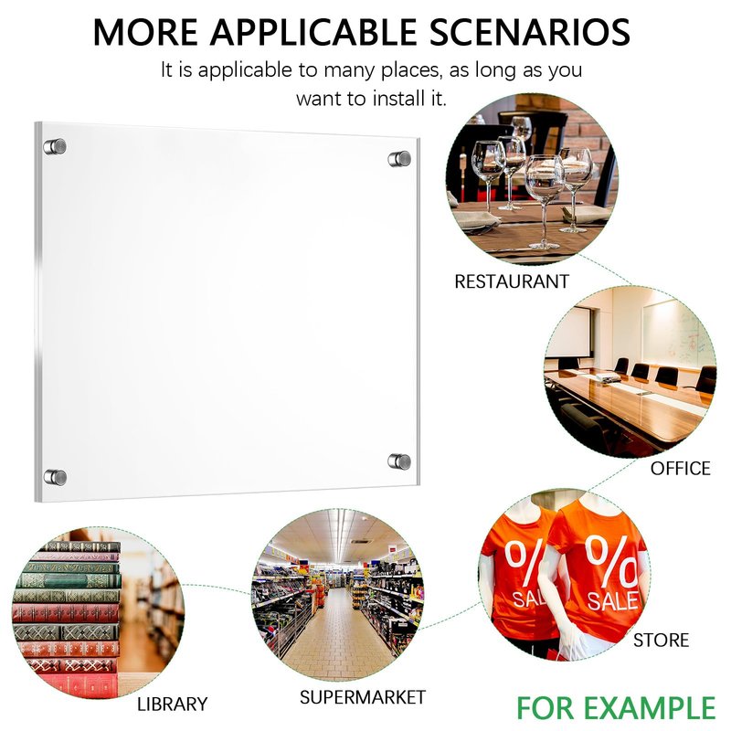 Yalikop 12 Pcs Acrylic Floating Picture Frame 8.5 x 11 Inches Wall Mount Frameless Photo Frames Double Panel Clear for Home Office Photo Display, Full Size 9.6 x 13.2 Inch (Silver)