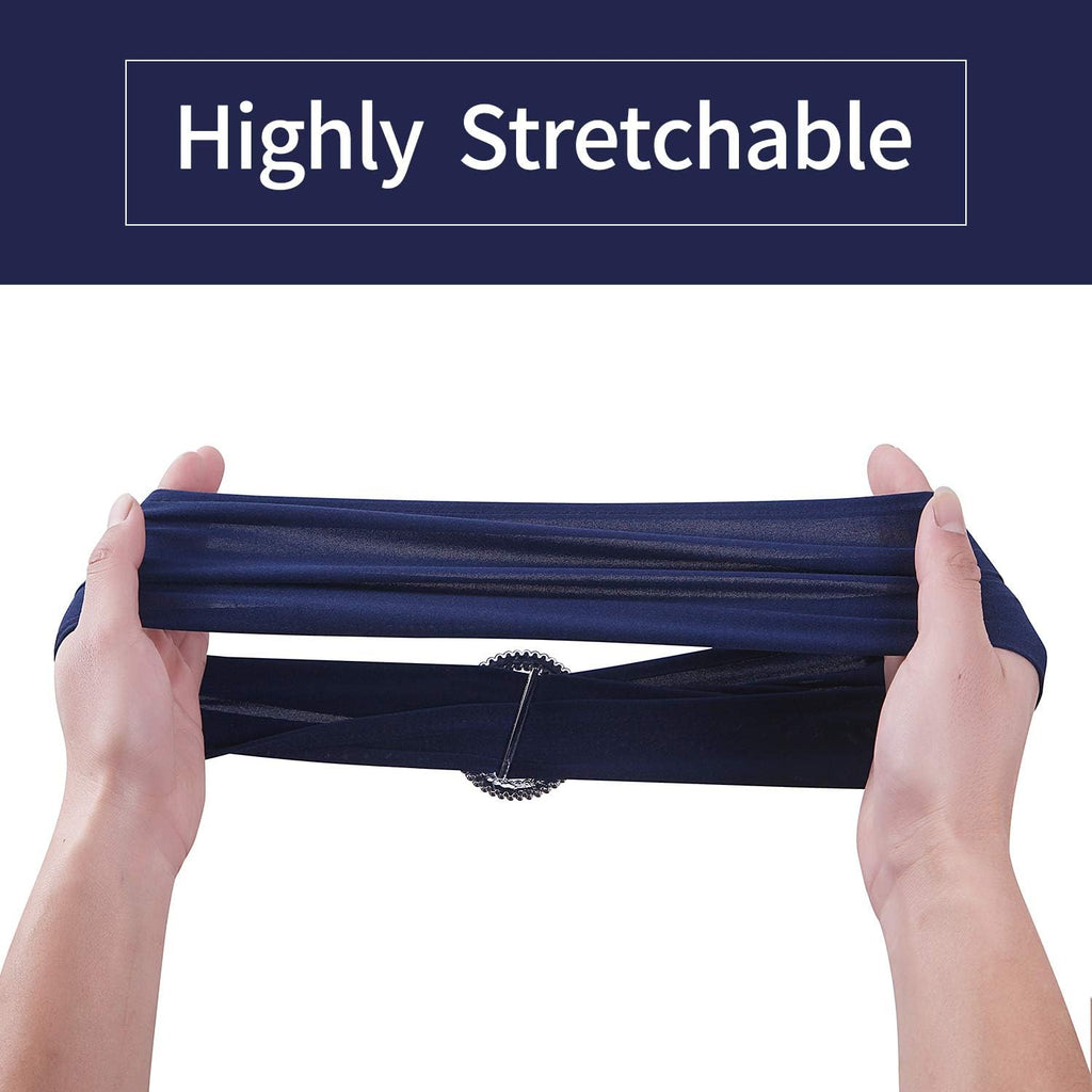 Peomeise Navy Spandex Chair Sashes - 25pcs with Buckle Slider for Wedding & Party Decor