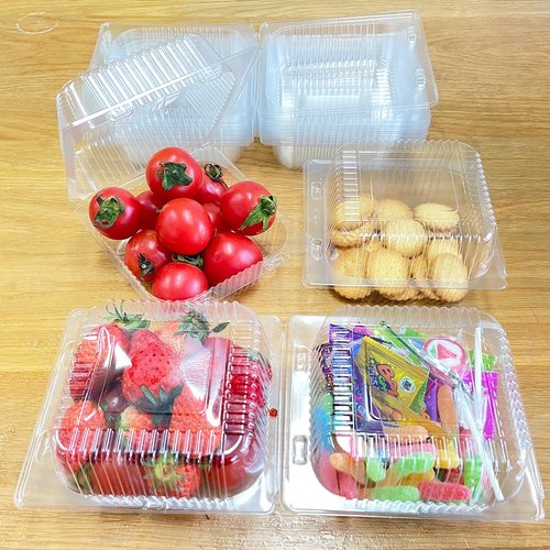 WAQIAGO 200 PCS 5x5 Inch Plastic Clamshell Take Out Tray,Disposable Sturdy Hinged LoafContainers,to go containers 56XU016V07EL04QFI7OP 0