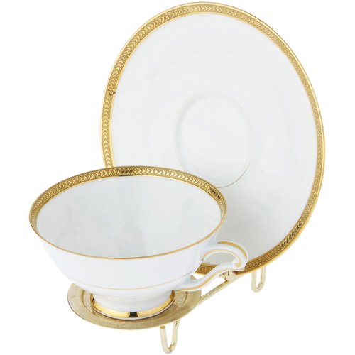 Bard's Ornate Shiny Gold-toned Cup and Saucer Stand, 3" H x 2.75" W x 4" D, Pack of 2