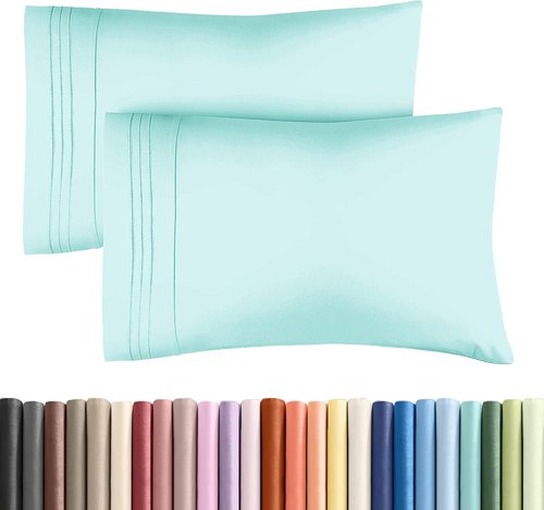 King Standard Pillow Cases - Soft Hotel Quality Covers | Comfy, Fade-Free, Wrinkle Resistant - Spa Blue - Set of 2