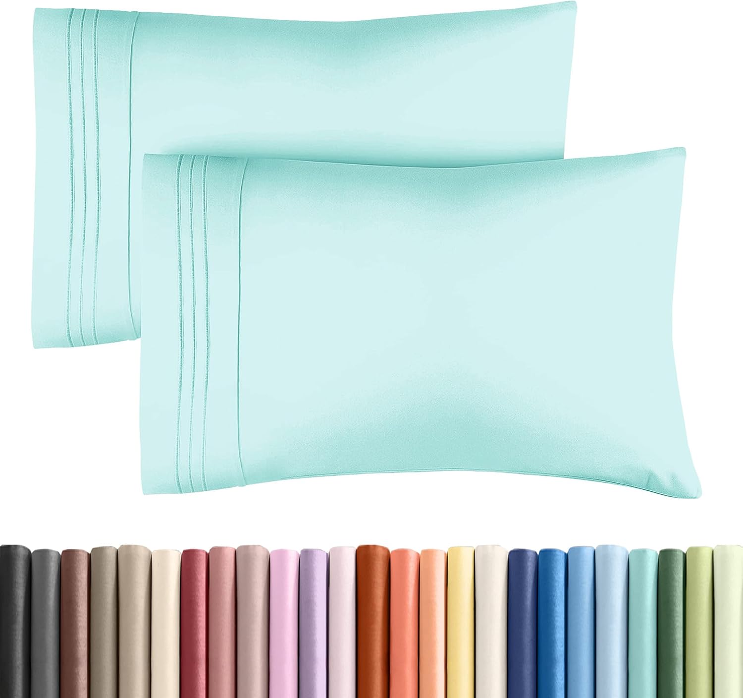 Skiennix Queen Pillow Cases Set of 2 | Ultra Soft Hotel Quality, Wrinkle-Free & Fade Resistant - Spa Blue
