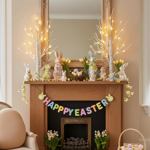 EAMBRITE Lighted Birch Tree - 24 LED Battery Operated Mini Decor | 2FT White Tabletop Easter & Christmas Decor