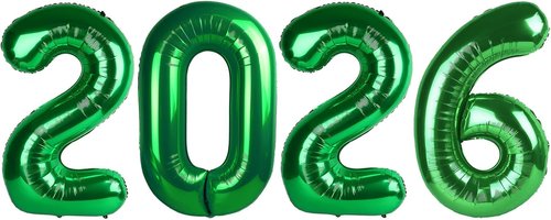 2026 Number Balloons by [Brand Name] - Dark Green 40 Inch Party Decorations for New Year's & Graduation