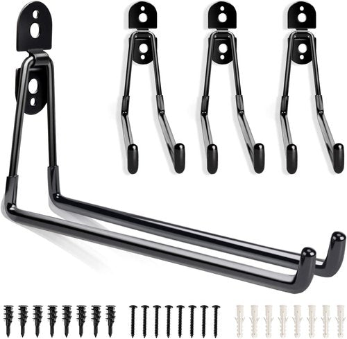 Garage Hooks Heavy Duty - 11-Inch Wall Mount Storage Hanger | 4-Pack Organizer for Tools, Ladders & More