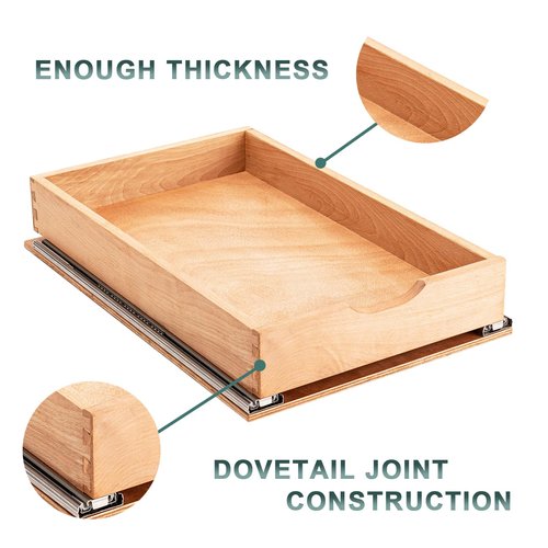 SITOO Pull Out Drawers for Kitchen Cabinets, Pull Out Cabinet Organizer, Fully Assembled Wood Cabinet Pull Out Drawer, Fast and Easy DIY Installation, 14”W x 21”D
