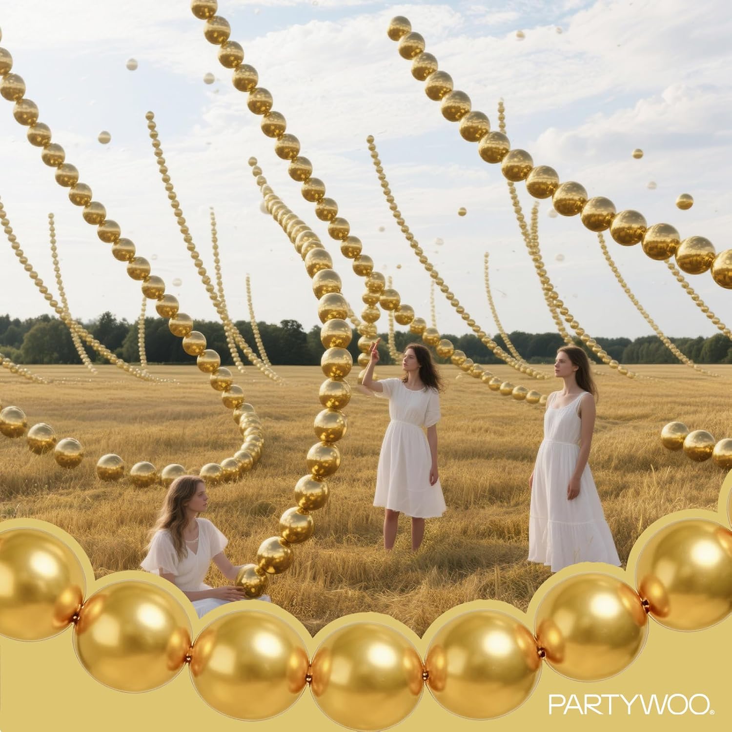 PartyWoo Metallic Gold Linking Balloons - 100pcs 6 Inch Gold Balloons for Celebrations & Events