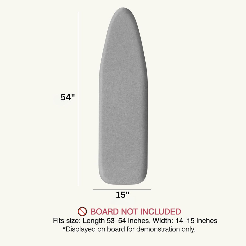 UniSimp Ironing Board Cover - Extra Thick Natural Cotton, Scorch & Stain Resistant | 15"x54" Heatproof Gray