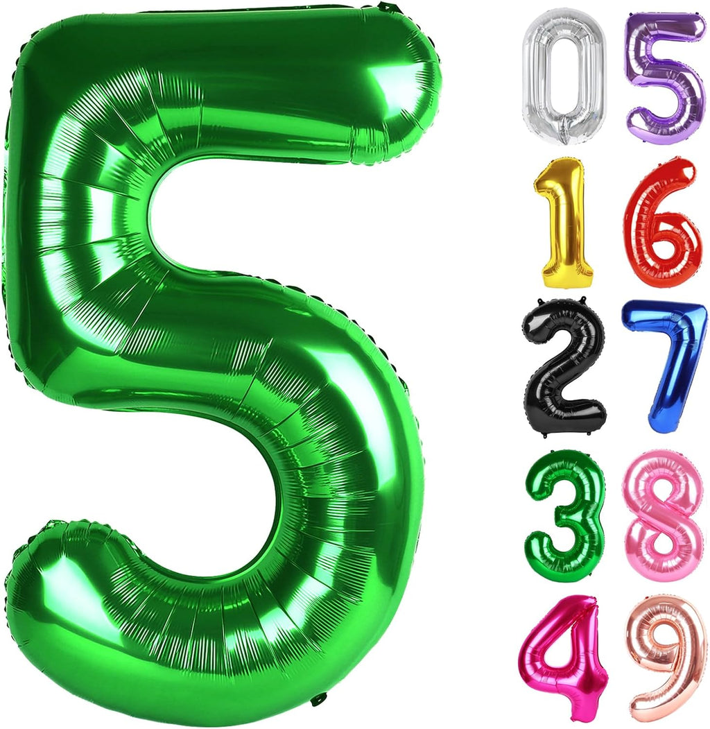 Number 5 Balloon by [Brand Name] - 40 Inch Dark Green Foil Balloon for 5th Birthday Party Decorations