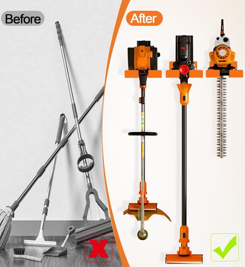 Heavy Duty Garage Organizer - Weed Eater Hanger & Trimmer Rack | Wall-Mounted Tool Holder, 2 Pack